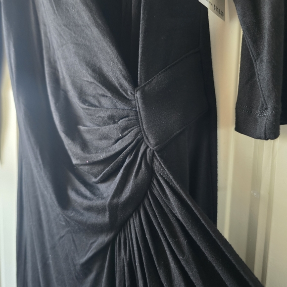 Nwt Karen Kane Black Long Sleeve Soft Flattering Cascade Wrap Dress - Picture 7 of 14